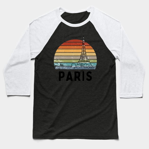 Paris sunset design Baseball T-Shirt by IOANNISSKEVAS